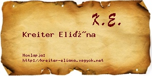 Kreiter Eliána névjegykártya